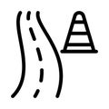 Cone road vector thin line icon