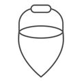 Cone sand bucket thin line icon. Handle metal cone tool for firefighting outline style pictogram on white background