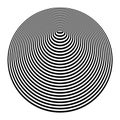 Cone shape. Circle and oval lines texture. Op art design element