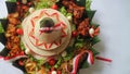 Cone Shaped Rice with Indonesian National Ribbon called Nasi Tumpeng Merah Putih For Independence Day Celebration at 17 August Royalty Free Stock Photo