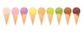 Set of ice cream in waffle cone on white background.Version2 Royalty Free Stock Photo