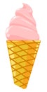 Cone of vanilla ice cream, gelato dessert vector