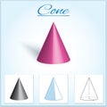 Cone. Volumetric geometrical figure with examples of such objects form