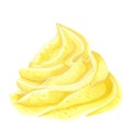 Cone yellow sweet cream. For cupcakes, muffins, ice cream, marshmallows. Food clipart. Hand drawn watercolor