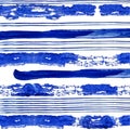 Conecte and thick blue stripes of watercolor paint on white background Royalty Free Stock Photo