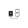 conected powerbank to gadget vector icon illustration