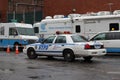 ConEdison Trucks lining NYC after Hurricane Royalty Free Stock Photo