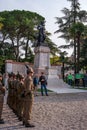 Conegliano, Italy - October 13, 2017: Commemoration ceremony at the monument to the fallen soldiers. Veterans and