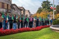 Conegliano, Italy - October 13, 2017: Commemoration ceremony at the monument to the fallen soldiers. Veterans and