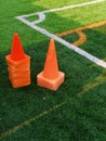 Cones at corner football pitch