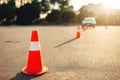 Cones for the examination, driving school concept Royalty Free Stock Photo