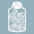 Cones in a glass jar. Laser cut. Vector illustration. Pattern for the laser cut, serigraphy, plotter and screen printing