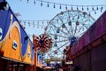 Coney Island, NY: Ferris wheel and string lights