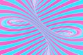 Confection festive pink and blue spiral tunnel. Striped twisted lollipop optical illusion. Abstract background. 3D render.