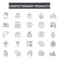 Confectionary products line icons, signs, vector set, outline illustration concept