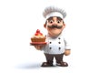 Confectioner 3d avatar. A male cook with a delicious cupcake in his hands.