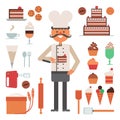 Confectioner Man Pies And Tools Concept