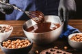 Liquid hot chocolate. Confectionery. Cooking melted chocolate