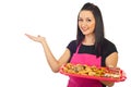 Confectioner woman making presentation Royalty Free Stock Photo