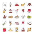 Confectionery color icons set Royalty Free Stock Photo