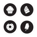 Confectionery icons set. Black