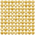 100 confectionery icons set gold