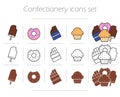 Confectionery icons set