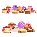 Confectionery shop Sale. Set of sweets, cakes. desserts. vector illustration