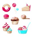 Confectionery and sweets candies set isolated