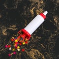 Creative idea: confectionery syringe as rocket