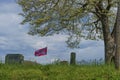 Confederate Flag flies over old cemetery