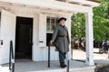 Confederate officer outside officer`s quarters