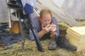 Confederate participant in camp scene