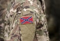 The Confederate Rebel Flag on military uniform. American Civil War. Collage Royalty Free Stock Photo