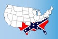 Confederate States Map And Rebel Flag