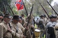 Confederate troops lined up ready for battle Royalty Free Stock Photo