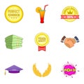 Confer icons set, cartoon style Royalty Free Stock Photo