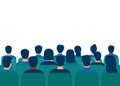 Conference with audience in hall. People spectators. People audience back view. Students on lecture, seminar education Royalty Free Stock Photo