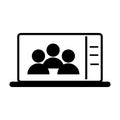 Conference Call on Laptop Computer. Black Illustration Icon EPS Vector Royalty Free Stock Photo