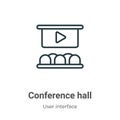 Conference hall outline vector icon. Thin line black conference hall icon, flat vector simple element illustration from editable Royalty Free Stock Photo