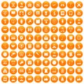 100 conference icons set orange