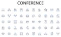 Conference line icons collection. Immersion, Simulation, Headset, Experience, Oculus, Indoors, D vector and linear