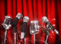 Conference meeting microphones prepared for talker Royalty Free Stock Photo