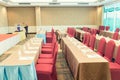 Conference Meeting Room , Row of  Chairs with Stage and Empty Screen for Business Meeting, Conference, Training Course, used as Royalty Free Stock Photo