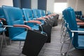 Conference Meeting Room. Rows of Blue Chairs