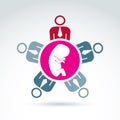 Conference on pregnancy and abortion theme, baby embryo symbol.