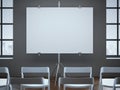 Conference room with blank screen and rows of chairs. Royalty Free Stock Photo