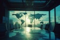 Conference Room With World Map on Wall Royalty Free Stock Photo