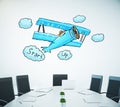 Conference room with plane sketch Royalty Free Stock Photo