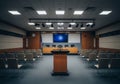 Setting intended for official press briefings or announcement Royalty Free Stock Photo